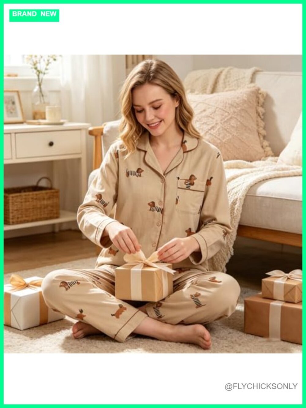100% Cotton Pajama Set Long Sleeve Button Down Shirt & Pants Sleepwear - Picture 4 of 7